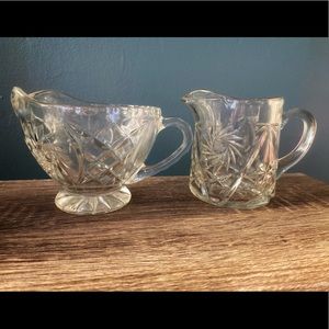 Vintage pressed glass sugar and creamer set.